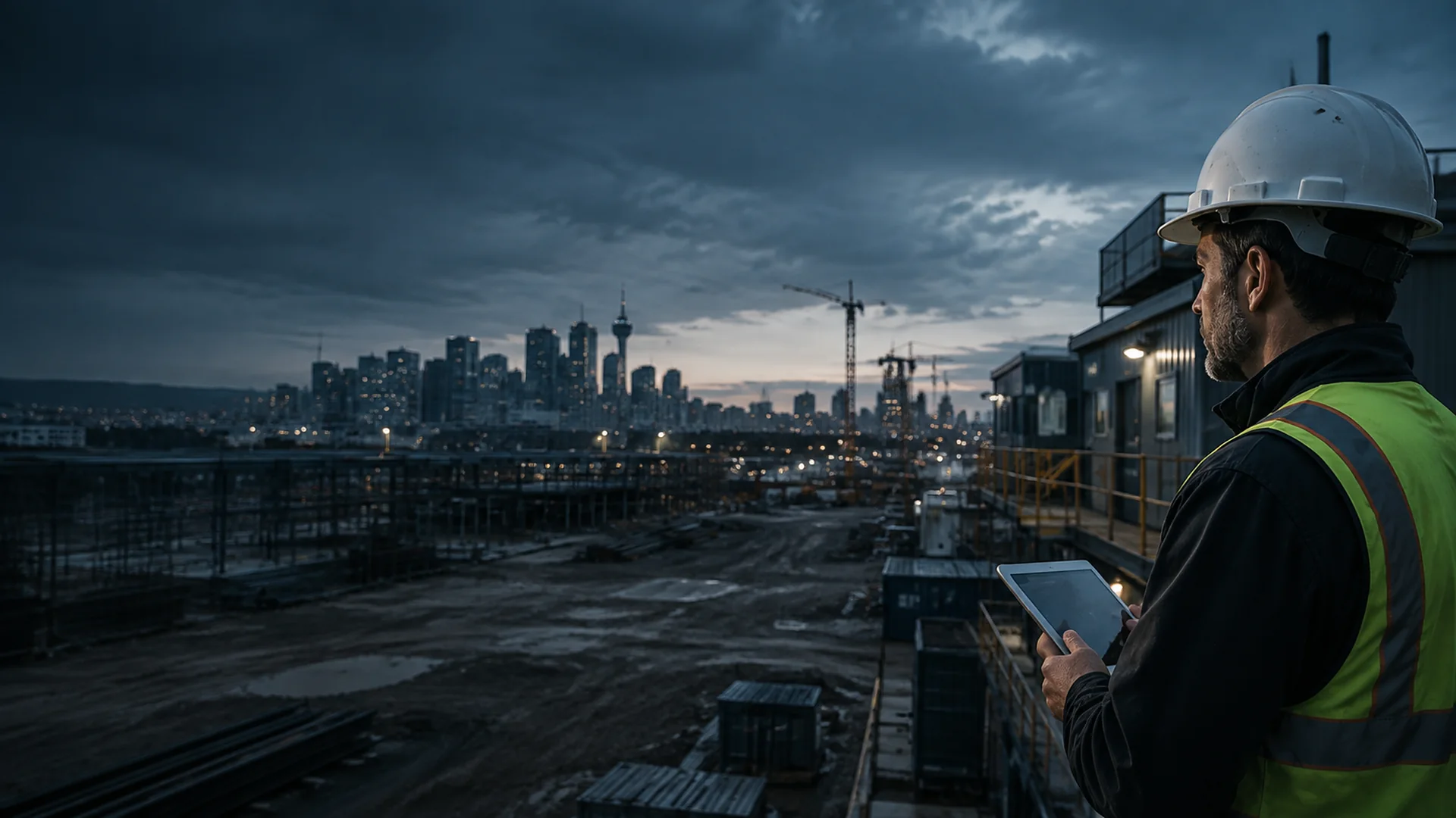 Construction field professional reviewing active operations in Calgary